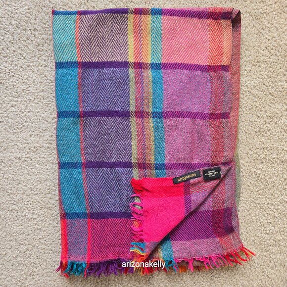 Ahujasons Accessories - Merino Wool + Cashmere Colorful Herringbone Scarf Ahujasons